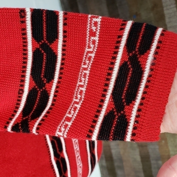 ELITEX New Zealand Fine Wool Blend Cardigan Red & Black with Suede Accents EUC - Picture 5 of 14
